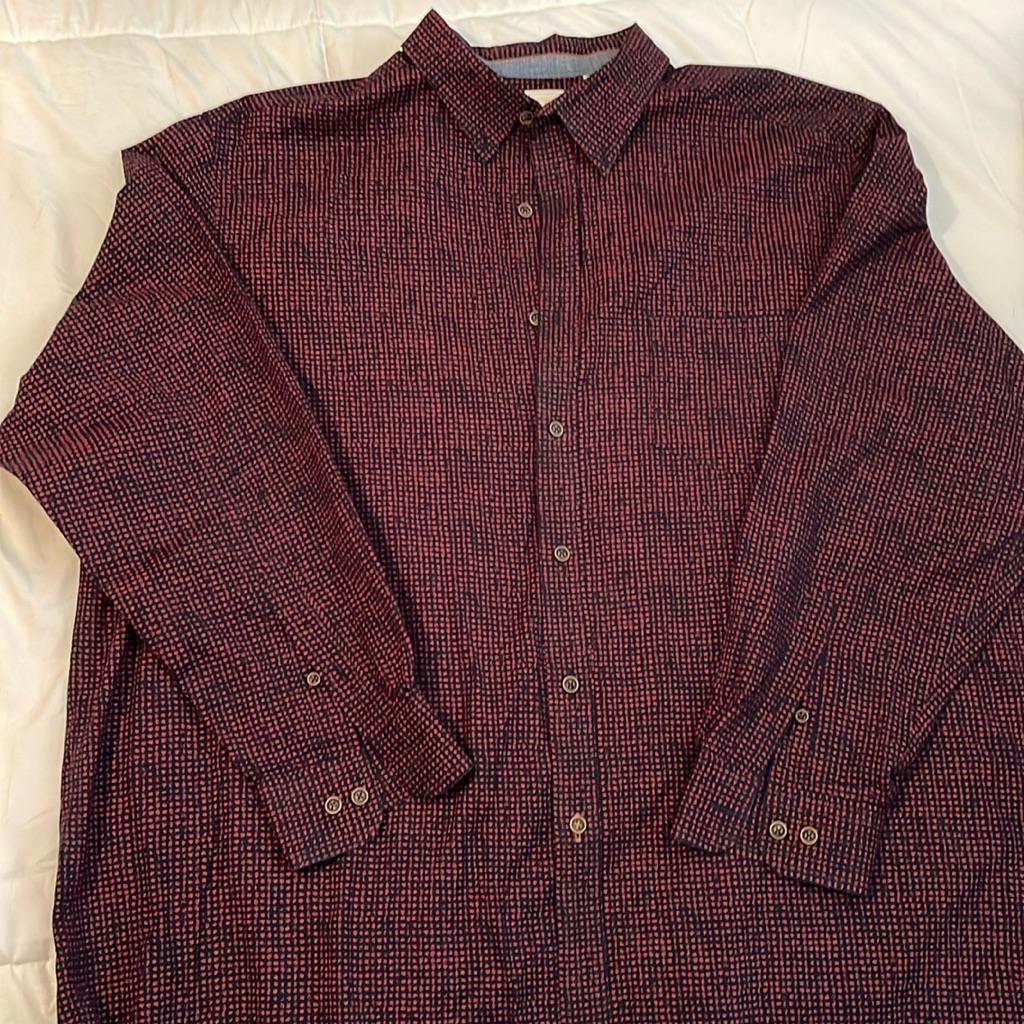 Button Down Black With Rust Print